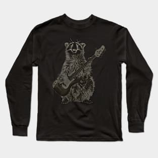 raccoon playing guitar Long Sleeve T-Shirt